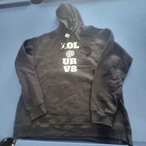 NWOT Black Hoodie with White Print "LOL @ UR V8" / Size XL